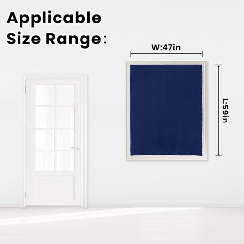 Self Adhesive Portable Blackout Curtains for Bedroom Easy to Install Window Thermal Lnsulated Kitchen Room Darkening Small Window Curtains (47"W x 59"L (Pack of 1) / Navy Blue)
