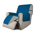Reversible Couch Cover (Peacockblue/Beige / Small Recliner)