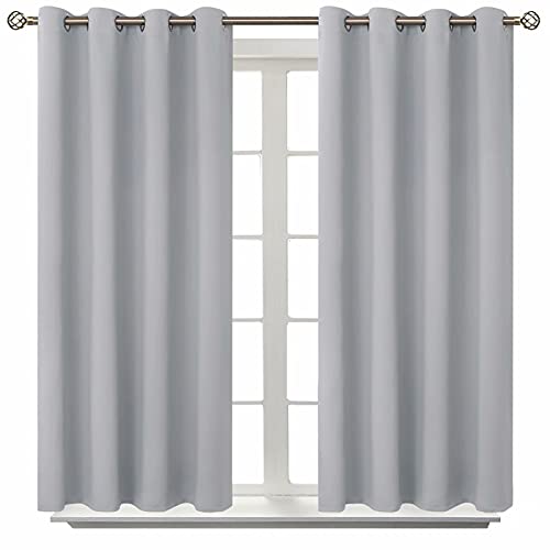 Room Darkening Curtains 45 Inches Long (Light Grey / 52"W x 45"L (Pack of 2))