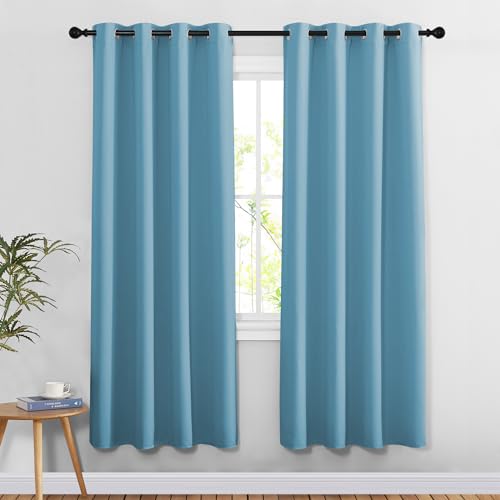 Blackout Teal Blue Living Room Curtains (Teal Blue / 52"W x 78"L (Pack of 2))