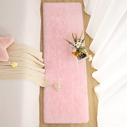 Soft Runner Rugs for Bedroom Living Room Plush Fluffy Rug 2x8 (Pink / 2' x 8' (Runner))