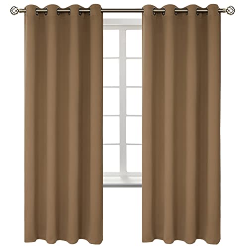 Taupe Blackout Curtains for Bedroom 72 Inch Long (Taupe / 52"W x 72"L (Pack of 2))