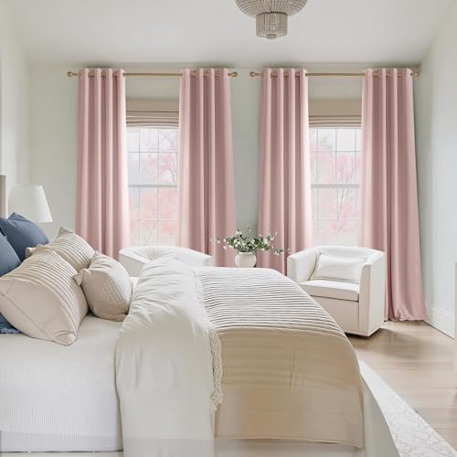Blush Pink Room Darkening Curtains 54 Inches Long 2 Panels (Blush Pink / 40"W x 54"L (Pack of 2))
