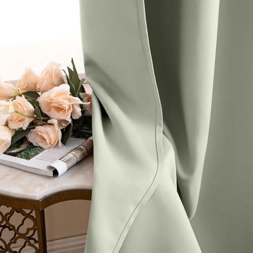 Sage Green Blackout Bedroom Curtains Drapes 72 Inch Long 52"x72" (Sage Green / 52"W x 72"L (Pack of 2))