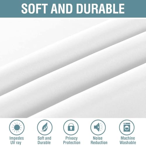 White Curtains for Living Room Pure White Curtain 96 inches Long Thermal Insulated Window Treatment Panel (52"W x 120"L (Pack of 1) / Pure White)