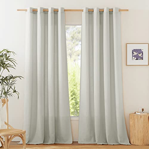 Rustic Linen 102 inch Long Curtains for Living Room (Grey / 55"W x 102"L (Pack of 2))