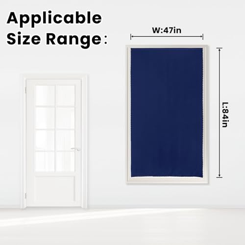 Self Adhesive Portable Blackout Curtains for Bedroom Easy to Install Window Thermal Lnsulated Kitchen Room Darkening Small Window Curtains (47"W x 84"L (Pack of 1) / Navy Blue)