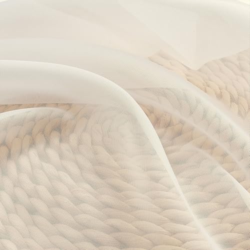 Cream Sheer Valances for Windows 2 Pack (Cream / 42"W x 14"L (Pack of 2))