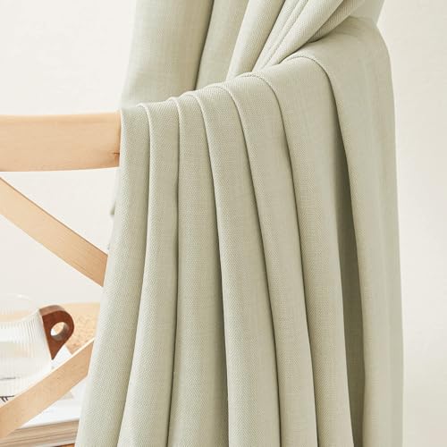 Room Darkening Bedroom Curtains 84 inches Long (Linen Beige / 52"W x 84"L (Pack of 2))