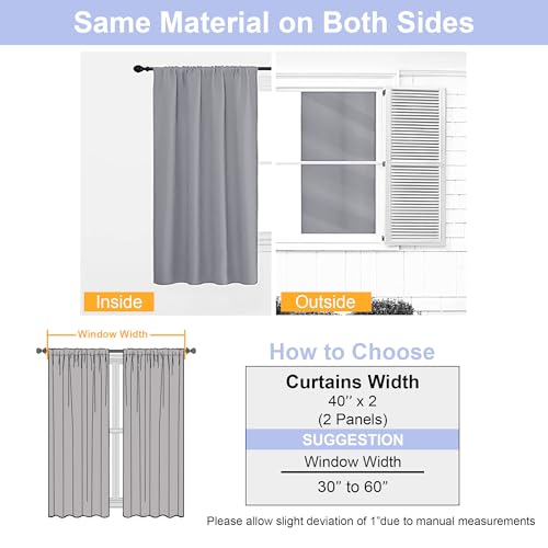 Ava Silver Grey Blackout Curtains for Bedroom 90 Inches Long 2 Panels Set (Silver Grey / 40"W x 90"L (Pack of 2))