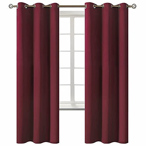 Burgundy Blackout Curtains for Bedroom 72 Inch Long (Burgundy / 42"W x 72"L (Pack of 2))
