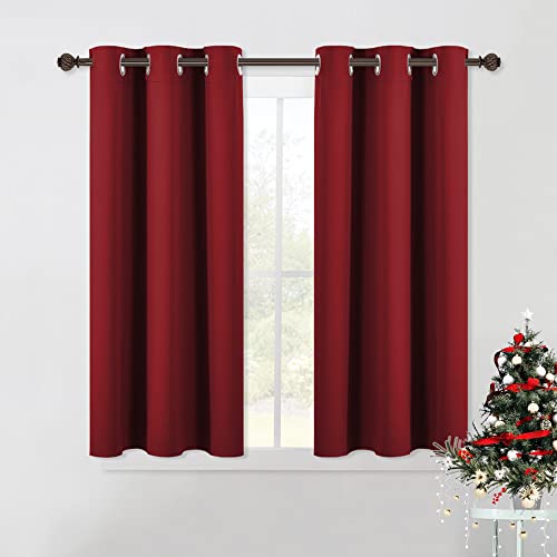 Christmas Window Curtains Blackout Drapes (Burgundy Red / 42"W x 45"L (Pack of 2))