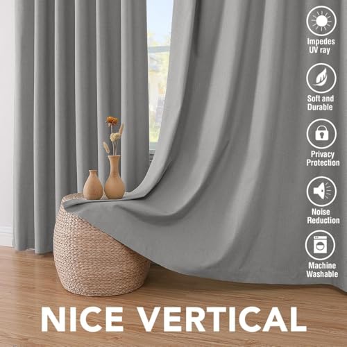 100% Blackout Linen Curtains 102" L 2 Panels Dove Gray (Dove Gray / 52"W x 102"L (Pack of 2))
