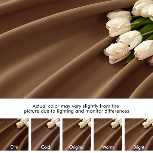 Cappuccino Brown Back Tab Blackout Curtain 52"x102" Long 2 Panel Set (Cappuccino Brown / 52"W x 102"L (Pack of 2))