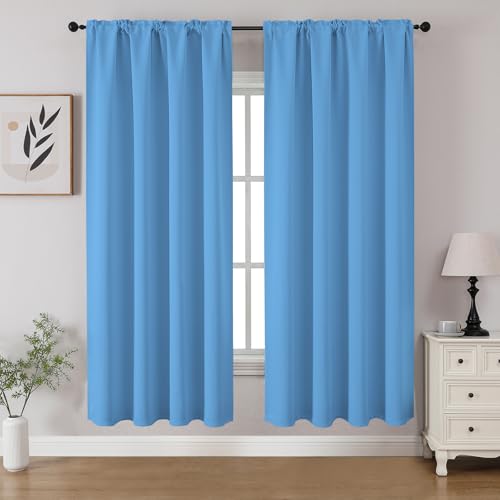 Light Blue Blackout Curtains 63 inch Length 2 Panels Set (Light Blue / 52"W x 63"L (Pack of 2))