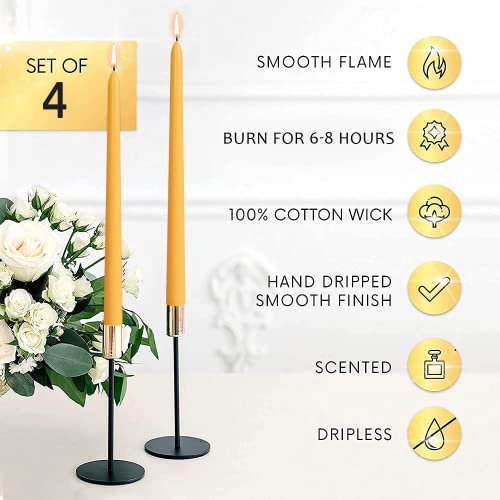 10 inch Orange Taper Candles Scented Smokeless Candle Long Candles Wax Colored Taper Candles for Decor Wedding (orange-Scented)