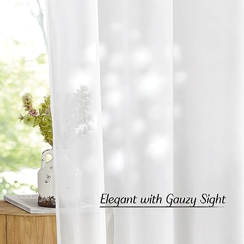 Living Room Sheer Curtains 96 inches Long (Ivory / 54"W x 96"L (Pack of 2))