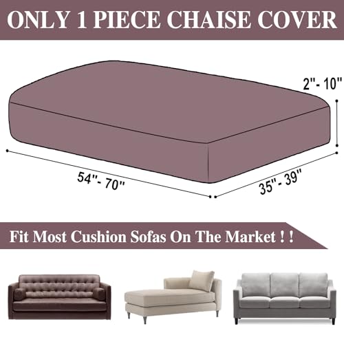 Couch Cushion Cover Chaise Lounge Cover Washable Separate Seat Chaise Couch Cover Stretch Sectional Sofa Slipcover (Brown / Chaise Cover)