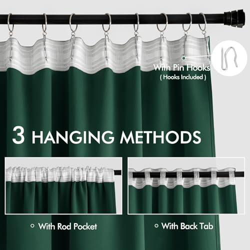 Christmas Hunter Green Back Tab Blackout Curtains 52"x96" 2 Panels (Hunter Green / 52"W x 96"L (Pack of 2))