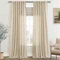 Greyish Beige Linen Curtain 96 inch Length 2 Panels Set Back Tab Light Filtering Living Room Curtain Drapes Home Office Modern Minimalist Decor Farmhouse Boho Neutral Semi Sheer Curtain 96 inch Long (Greyish Beige / 52"W x 96"L (Pack of 2))