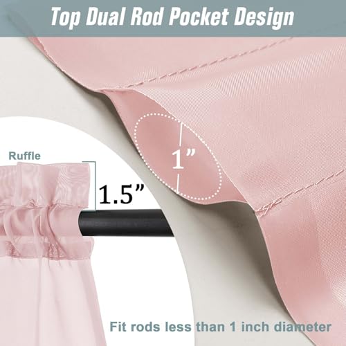 Blush Pink Sheer Curtains 84 Inches Long 2 Panels (42"W x 84"L (Pack of 2) / Blush Pink)
