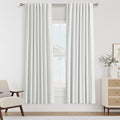 White 100% Blackout Linen Curtains 52 Inch Wide by 74 Inch for Living Room Bedroom Back Tab (White / 52"W x 74"L (Pack of 2))