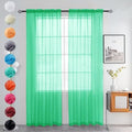 Solid Sheer Rod Pocket Curtain Voile Draperies 2 Panels White Beige Black Grey Ivory 52 Inch Width 84 Inch Long 1 Pair for Kitchen Bedroom Children Living Room Yard (Grass Green / 52"W x 84"L (Pack of 2))
