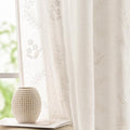 Floral Linen Curtains 96 Inch Farmhouse Back Tab 2 Panels (Off White / 50"W x 96"L (Pack of 2))