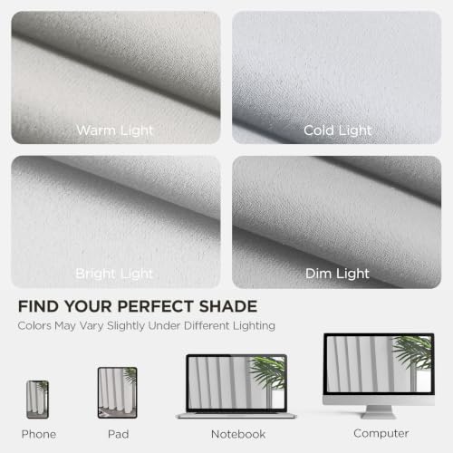 60% Blackout White Curtains 84 Inch Length 2 Panels (Greyish White / 52"W x 84"L (Pack of 2))