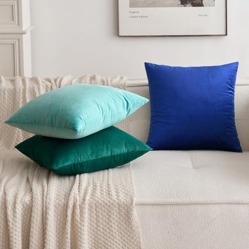 Velvet Throw Pillow Covers 20x20 Inch Pack of 2 Royal Blue (20" x 20" (Pack of 2) / Royal Blue)