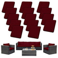 14PCS Patio Cushion Covers.Patio Furniture Couch SeatSlipcovers (Wine Red / 14PCS)