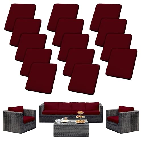 14PCS Patio Cushion Covers.Patio Furniture Couch SeatSlipcovers (Wine Red / 14PCS)