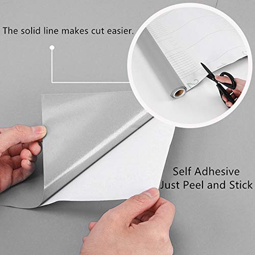 Gray Self Adhesive Wallpaper Film Stick Paper Easy to Apply (Gray / 15.7" x 118")