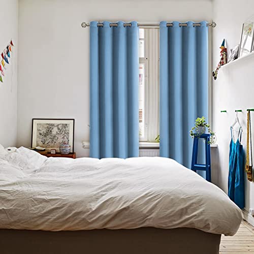 Room Darkening Curtains 84 Inches Long (Sky Blue / 52"W x 84"L (Pack of 2))