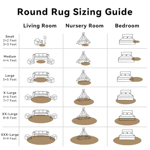 Taupe Round Rugs for Bedroom (9 Ft Round / Taupe)
