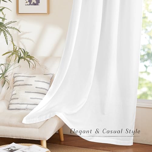 White Window Curtains 63 inches Long (White / 55"W x 63"L (Pack of 2))