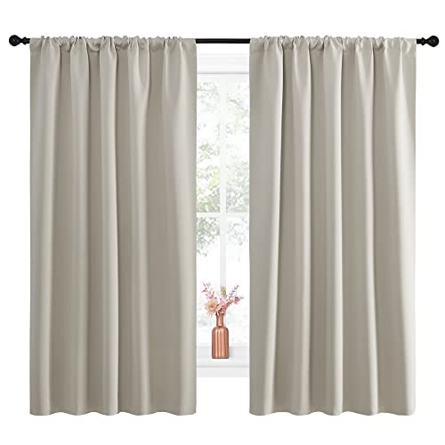 Blackout Curtains for Living Curtains (Natural / 52"W x 63"L (Pack of 2))