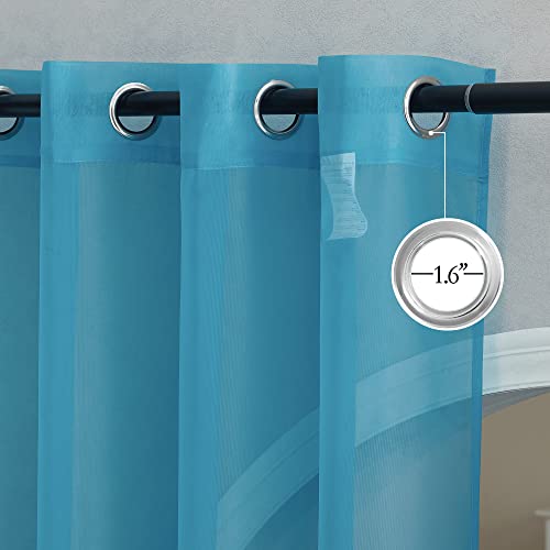 Sheer Window Curtains Sweep to Floor (Teal / 54"W x 108"L (Pack of 2))