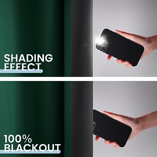 100% Blackout Ombre Curtains Dark Green and Greyish White (52"W x 84"L (Pack of 2) / Dark Green White)