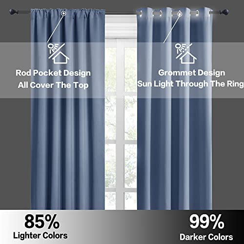 Blackout Curtains for Bedroom Living Room Nursery 63 inches Long (Stone Blue / 42"W x 63"L (Pack of 2))