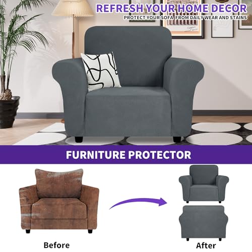 Super Stretch Chair Slipcover (- Dark Grey / Small (30"-47"))