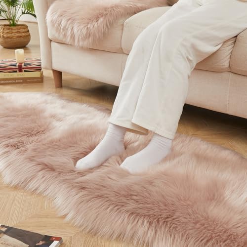 Faux Sheepskin Rug (2' x 6' (Sheepskin) / Pink)
