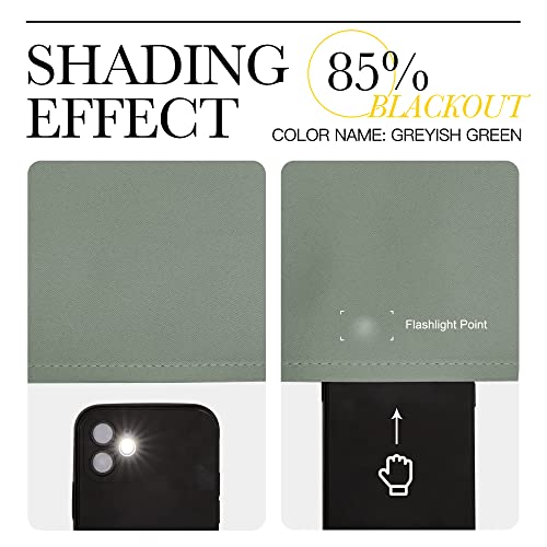 2 Panels Blackout Curtains (Greyish Green / 42"W x 30"L (Pack of 2))