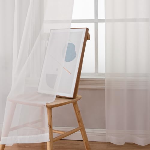 Ivory Sheer Curtains 96 Inch Length 2 Panels Set (Ivory / 42"W x 96"L (Pack of 2))