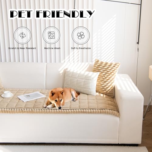 Couch Cover for Dogs Washable Non (Coffee / 27.6X82.7)