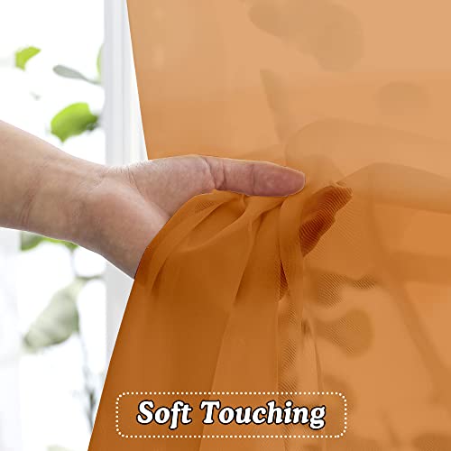 Orange Sheer Curtains 63 inch Length 2 Panels for Bedroom Living Room (Orange / 42"W x 63"L (Pack of 2))