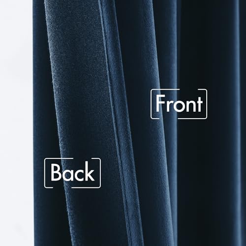 Navy Blue Velvet Curtains 52x108 inches Luxury Blackout Curtains (Navy Blue / 52"W x 108"L (Pack of 2))