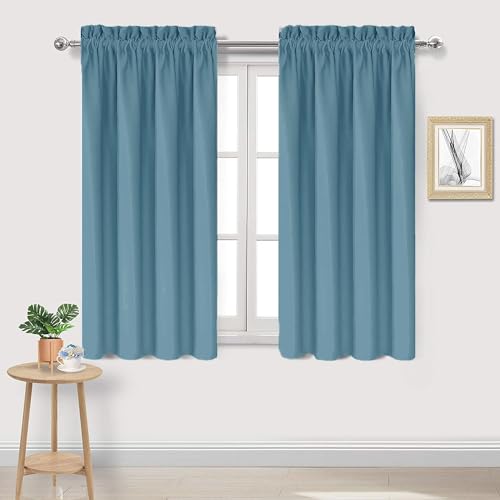 Blackout Curtains for Bedroom Living Room 38 x 45 Inch Long 2 Panels (Stone Blue / 38"W x 45"L (Pack of 2))