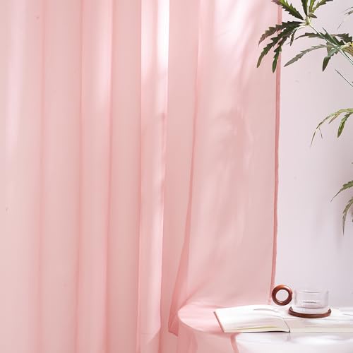 Voile Sheer Baby Pink Curtains for Girls Room (Baby Pink / 54"W x 84"L (Pack of 2))