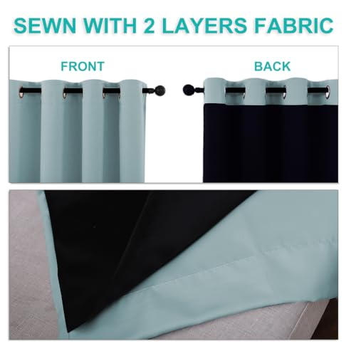 100% Blackout Curtains 84 inches Long (Sky Blue / 52"W x 84"L (Pack of 2))